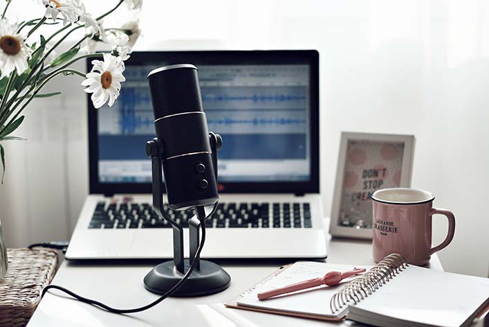 Content marketing tools on a desk. 