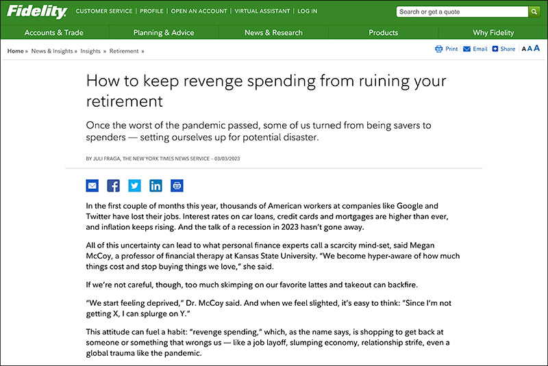An article on the Fidelity Investments website. | NYTLicensing