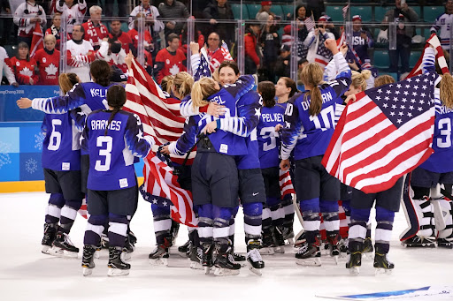 The U.S. Olympic Women’s Ice Hockey Team winning gold.