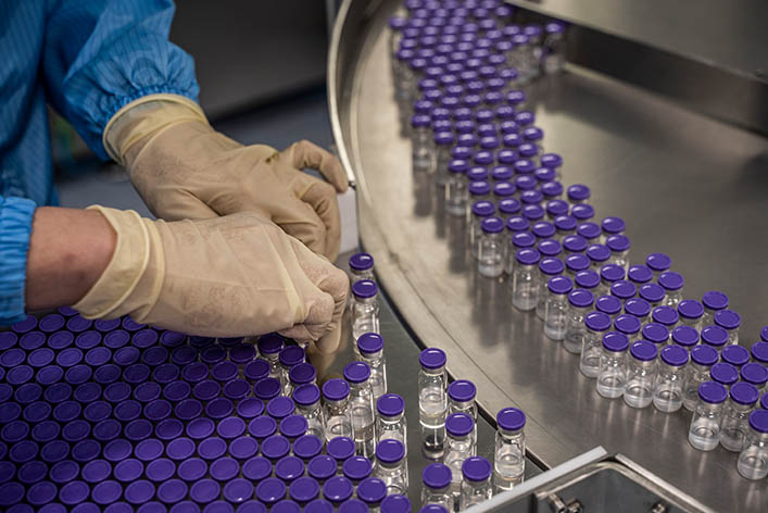 A vaccine production assembly line