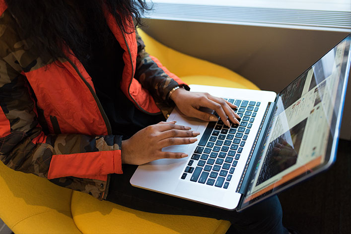 woman working on a laptop