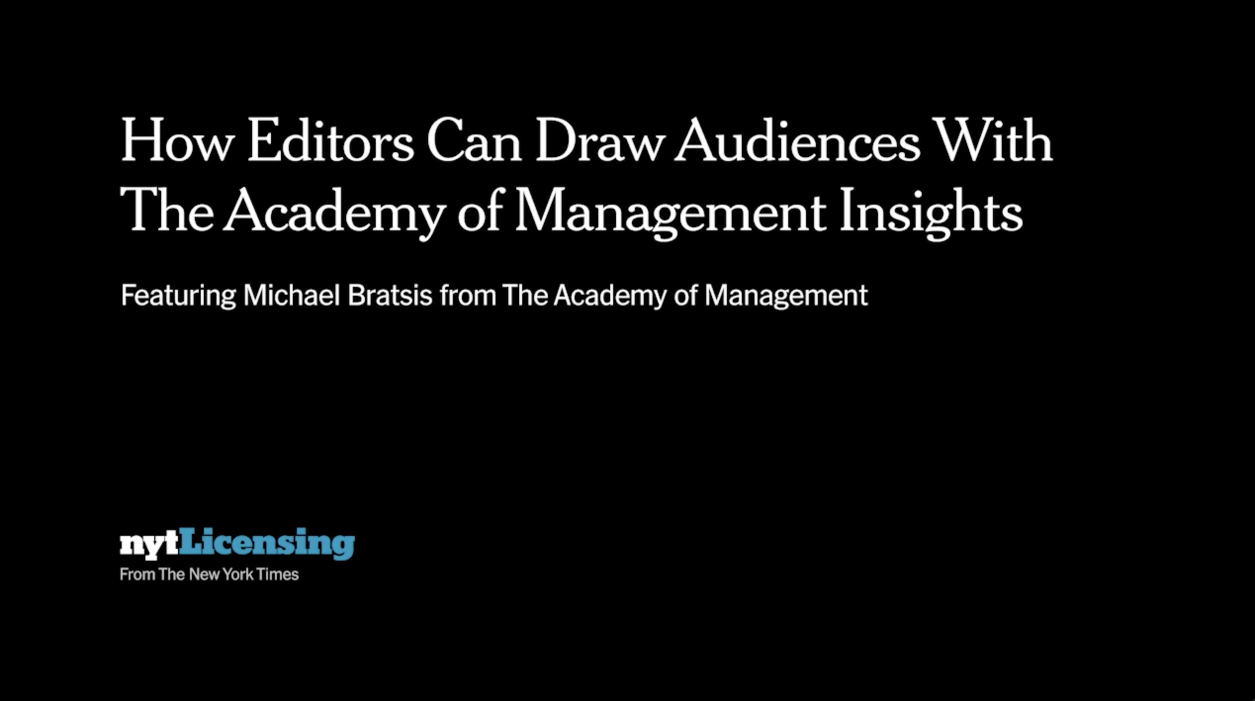 Video: How Editors Can Draw Audiences with Academy of Management Insights